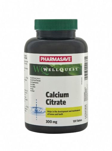 Picture of PHARMASAVE WELLQUEST CALCIUM CITRATE 300MG TABLETS 120S